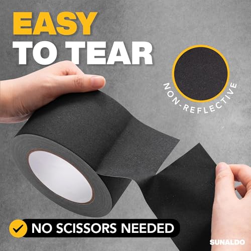 Image of Gaffers Tape Heavy Duty, Easy to Rip, Residue-Free Professional Grade Floor Tape for Electrical Cords, Matte Finish Non Reflective, Weather Resistant (1, Black, 3 inch x 30 Yards)