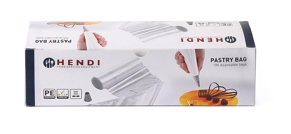 HENDI Worki do szprycowania, 100 sztuk, jednorazowe, odpowiednie do ciepłych i zimnych mas, ciast, babeczek, HACCP, grubość folii: 80 mikronów, worki do wyciskania, 445x220mm, LDPE