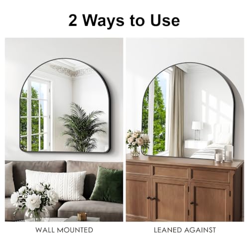 Image of BONEWEI Arched Wall Mirror,42x42 inch Black Arched Mirror Bathroom,Large Vanity Mirror for Over Sink Metal Frame,Tempered Glass Arch Mirrors for Bedroom,Entryway,Living Room,Home Decor Shatter-Proof