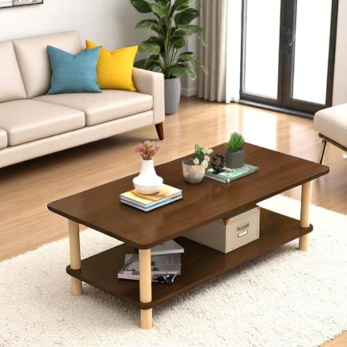 Image of Coffee Table - Rectangle Center Table for Living Room | Engineered Wood Tea Table with Storage | Stylish Teapoy Table for Hall, Lounge, and Office (Dark Oak)