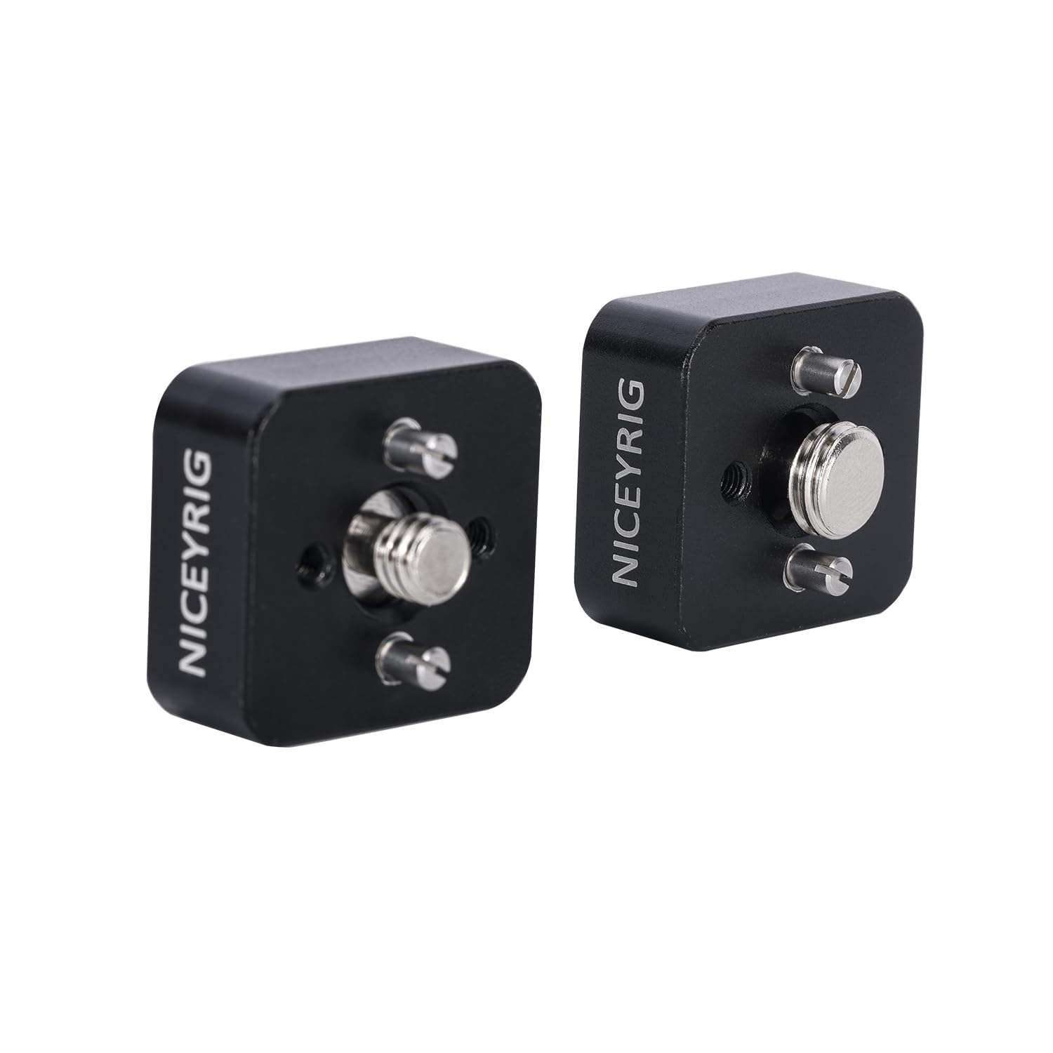 NICEYRIG 2 adaptadores de montaje de zapata fría, soporte de zapata fría con tornillos de localización Ar ri (3/8 y 1/4) y pines de localización desmontables, compatible con cámara DSLR, micrófono