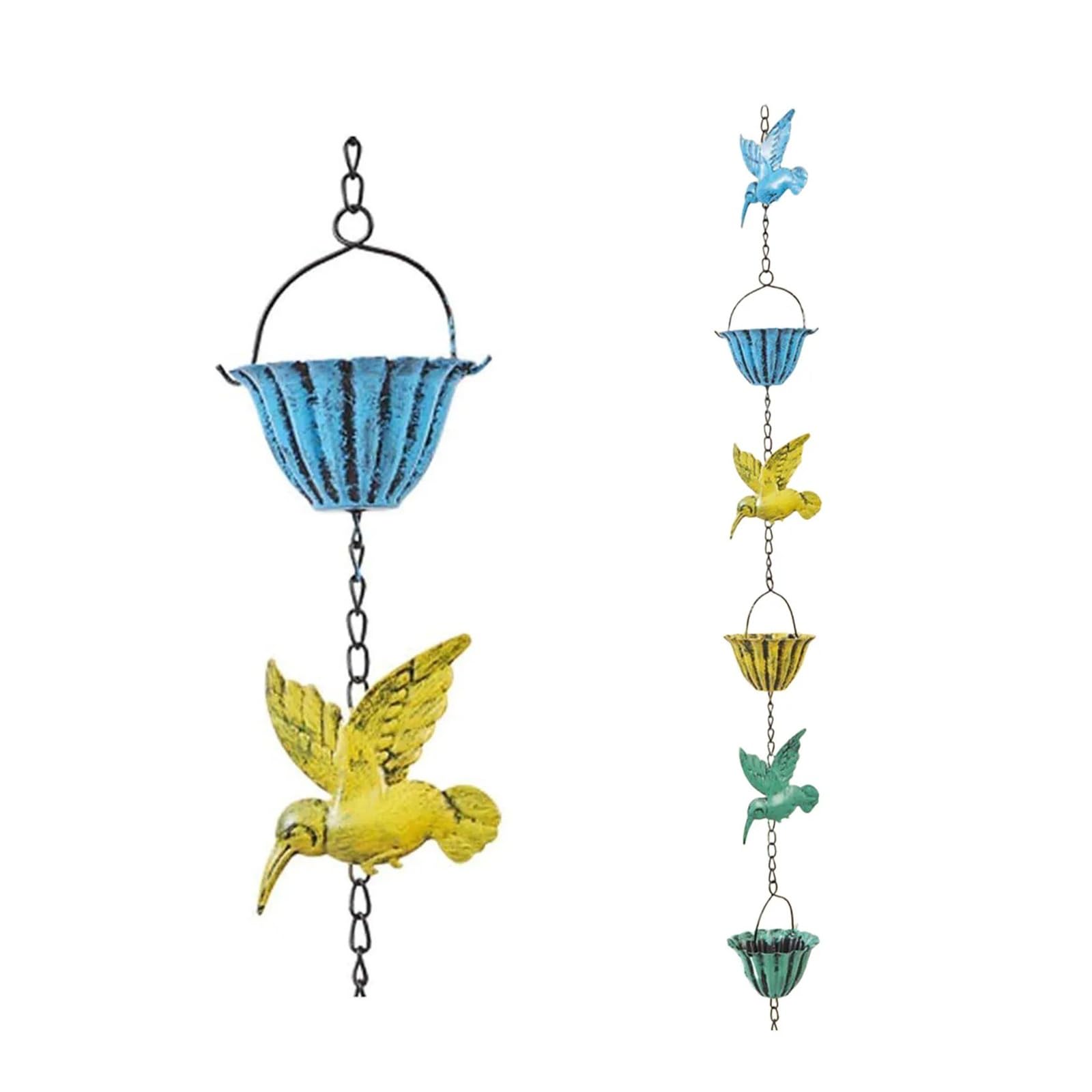 2 Stück Kolibri verstellbar Für Garten | Hängende Regenhüttenkette, dekorative Regenkette, Fallrohr-Ersatz for die Gartenentwässerung