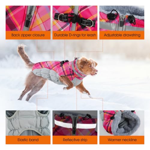Image of Lelepet Dog Coat Warm Dog Winter Coat Waterproof Dogs Jacket with Harness