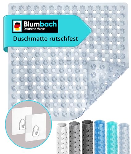 Blumbach® Duschmatte rutschfest 53x53cm - 100% BPA-frei - Inkl. 2 Haken...