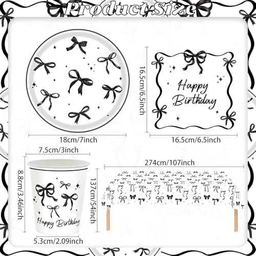 Vaisselle jetable chic nœud papillon noir et blanc pour 20 invités - 4