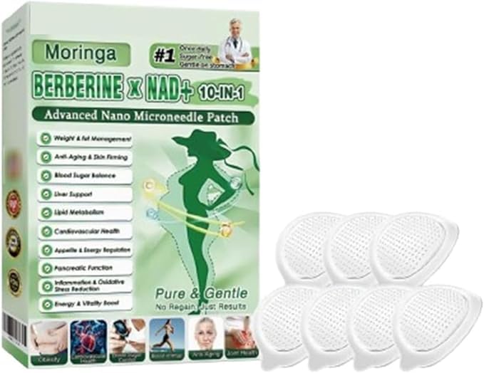 Healrize Moringa - Parches adelgazantes 10 en 1, parche avanzado de nano microagujas Moringa 10 en 1, parche de micro aguja natural, para hombres y mujeres (1 caja)