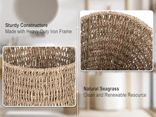 Image of StorageWorks Wicker Waste Basket, Small Trash Can with Handwoven Seagrass, Wicker Garbage Can for Bedroom, Bathroom, 1 Pack