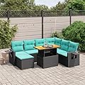 YuuSsea Patio Furniture Set Outdoor Wicker Chairs for Porch, Balcony, Garden - 8 Piece Poly Rattan Sofa Set with Table for Outside Conversation