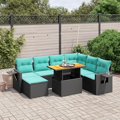 YuuSsea Patio Furniture Set Outdoor Wicker Chairs for Porch, Balcony, Garden - 8 Piece Poly Rattan Sofa Set with Table for Outside Conversation