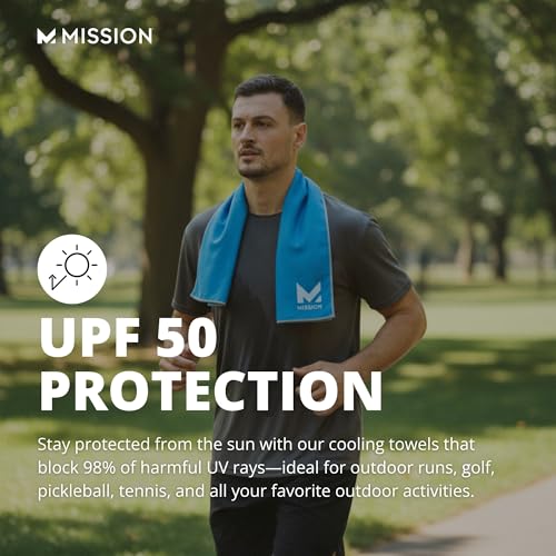 MISSION Original Cooling Towel- Evaporative Cool Technology, Cools Instantly When Wet, UPF 50 Sun Protection, for Sports, Yoga, Golf, Gym, Neck, Workout, 10” x 33”- Black (107102) - image 8