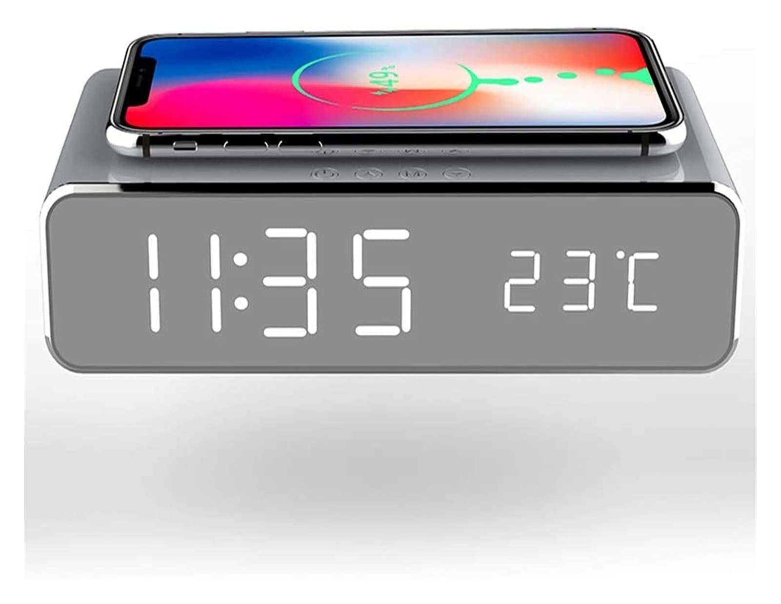 JJJ WTL Despertador Multifuncional 2 en 1 Carga inalámbrica del Reloj de Alarma del Reloj de Alarma con la Temperatura del termómetro Tablero de Carga 5W