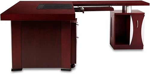 Miniatura 4 de Zuri Muebles Pierce Mahogany Escritorio moderno con almacenamiento - Retorno derecho