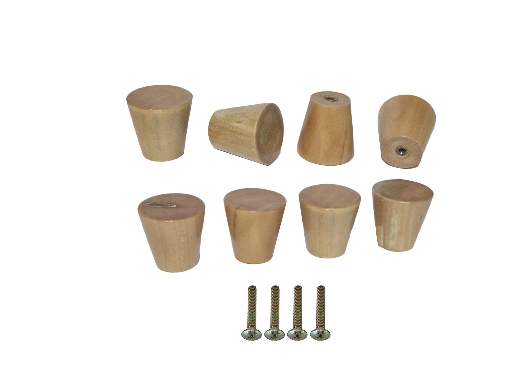Ickle Bubba Pack of 4 Tapered Wooden Pull Handles – Universal Cabinet, Closet & Drawer Knobs, Durable & Stylish Wood Design, Easy to Install (Pine)