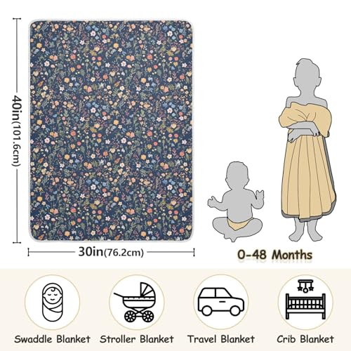 Image of Toddler Blanket for Baby Boy and Girl Soft Multi Use Wrap Swaddle for Infant Toddler Kid Crib Bedding 30X40in Colorful Small Floral Patterns
