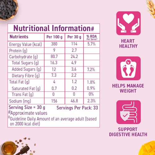 Image of Bagrry's Crunchy Fruit & Nut Muesli With 30% Fruits & Nuts - 1kg Jar | 38% Fibre Rich Non GMO Oats | 16 Real & Freeze Dried Fruits & Nuts Muesli | Breakfast Cereal | Protein & Fibre Rich | No Added Preservatives