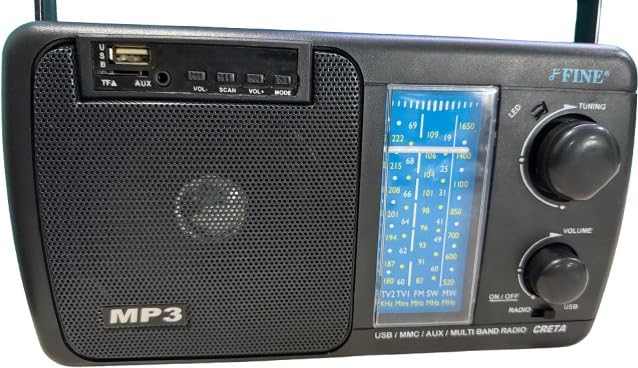 Image of FINE 3 Band FM /AM Radio with Bluetooth USB /TF, Remote FM Radio (Black)
