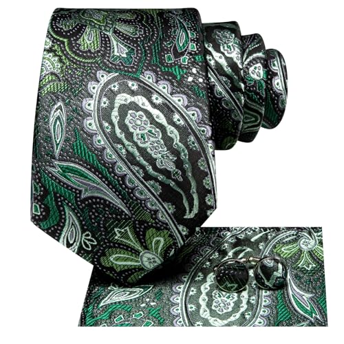 Image of Hi-Tie Men 63inches Tie Set Extra Long Necktie Paisley Tie Pocket Suqare Cufflinks Big and Tall Men Tie