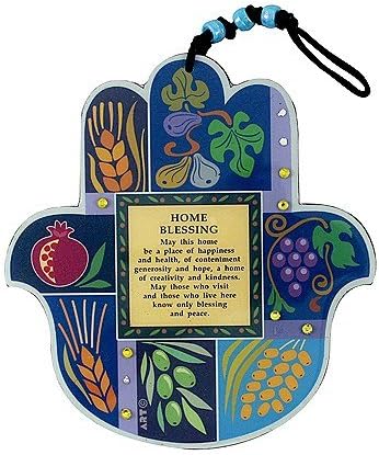 Israel Handmade Souvenir Gift Israeli English Home Blessing Wall Decor Hamssah Seven Species