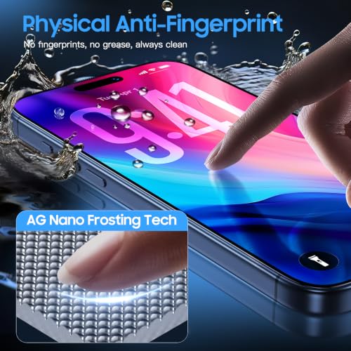 Image of Uyiton for iPhone 17 Pro Matte Screen Protector - 2 Pack | Anti‑Glare & Anti‑Fingerprint, Fingerprint Unlocking, 9H+ Hardness, Shatterproof, Full Coverage, Bubble‑Free Easy Install