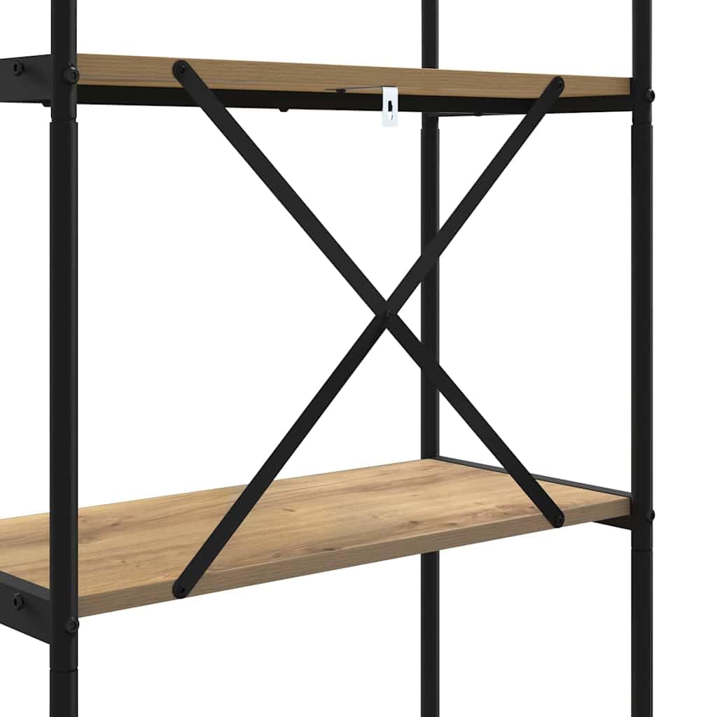 Estantería de roble artesanal, 80 x 30 x 109 cm, estantería moderna de material de madera con 3 estantes resistentes, versátil para sala de estar, estudio, almacenamiento elegante