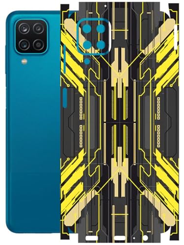 Image of AtOdds - Full Body Back Screen Guard Protector Film - Lamination Wrap Skin Sticker Compatible with Samsung Galaxy A12 | Scratchproof Matte Finish (Cyber Yellow)