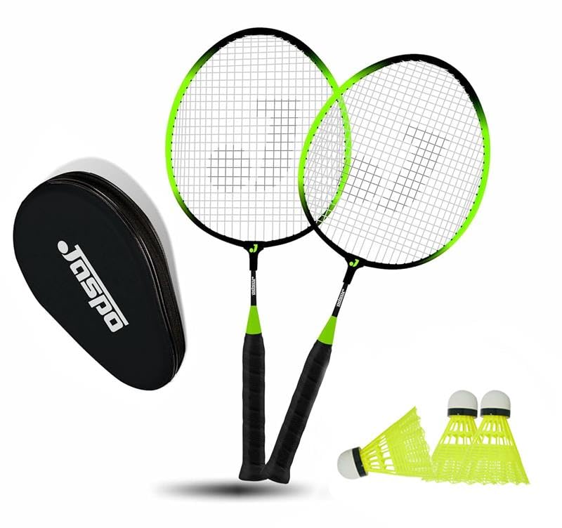 Jaspo Kidzy Steel Badminton Racket Set (18 inches Length) with 3pc. Plastic Shuttlecock (NEON Green)-Recommended for Kids only