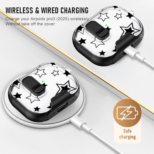 Image of Compatible Airpods Pro 3 Case (2025) with Phone Stand & Cleaner Kit,Cute Soft Silicone Lock Clip Apple AirPods Pro 3rd Generation Case, Airpod Pro 3 Cover with Keychain for Women /Girls