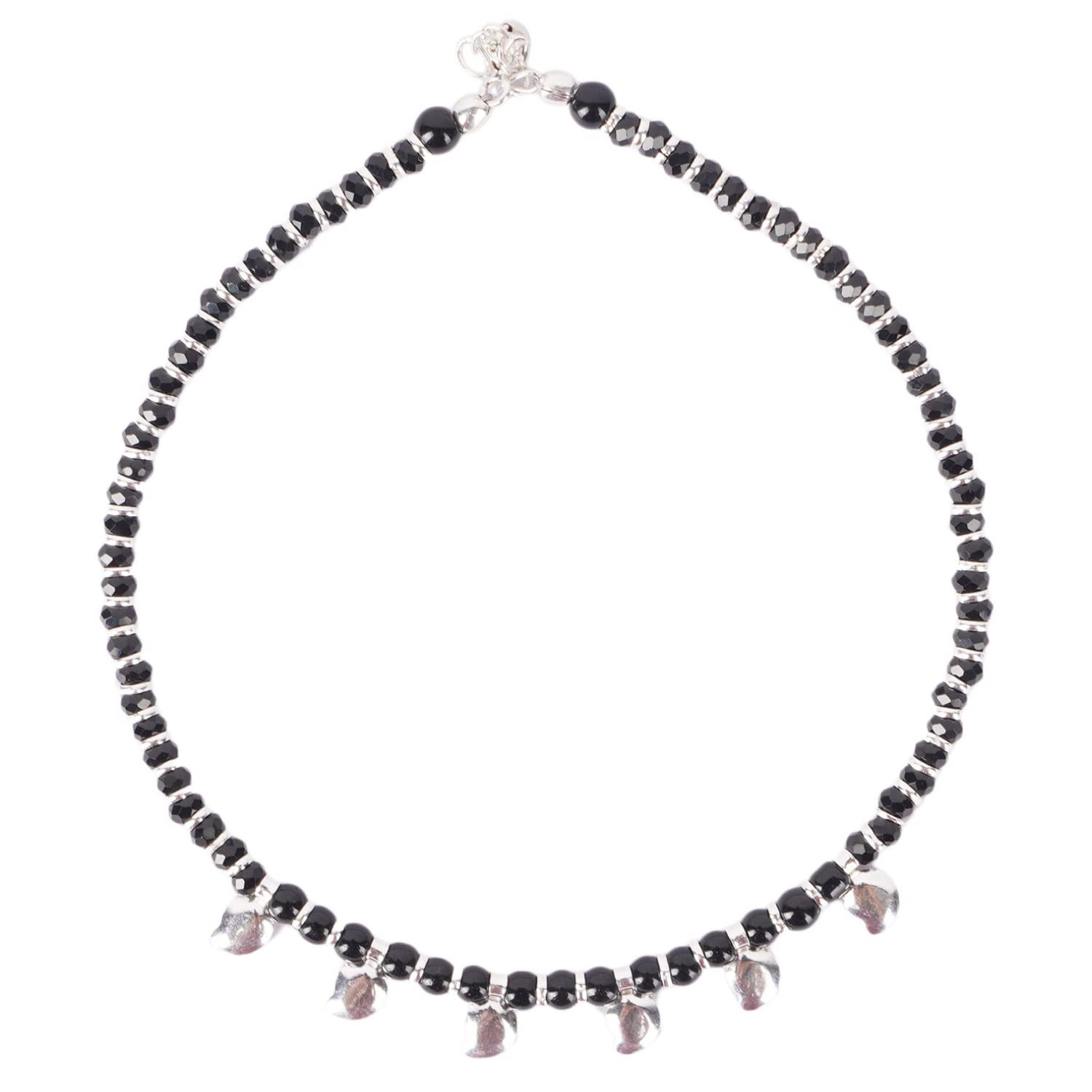 Elegantly Designed Adjustable 925 Sterling Silver Designer Nazariya Anklet/Payal Black Beads With Mango Charms For Girls And Women - Single Piece (6.5 Grams)-image-7