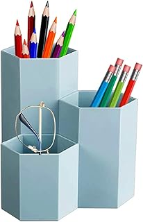 Portapenne,Forma Esagonale Portapenne da Scrivania,Porta Pennelli per Trucco, per Pennelli del Trucco, Pennelli, Penne, Articoli di Cancelleria, Decorazione da Scrivania, Colore blu
