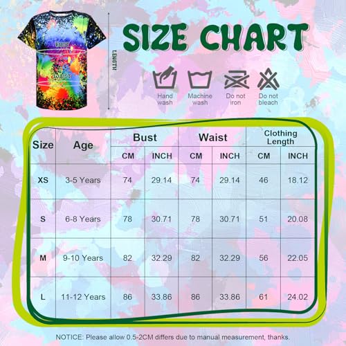 Image of Boys Tie Dye Shirts 3-12 Years Hippies Senior Crewneck Short Sleeve Rainbow Tee for Kids (US, Age, 11 Years, 12 Years, Black)