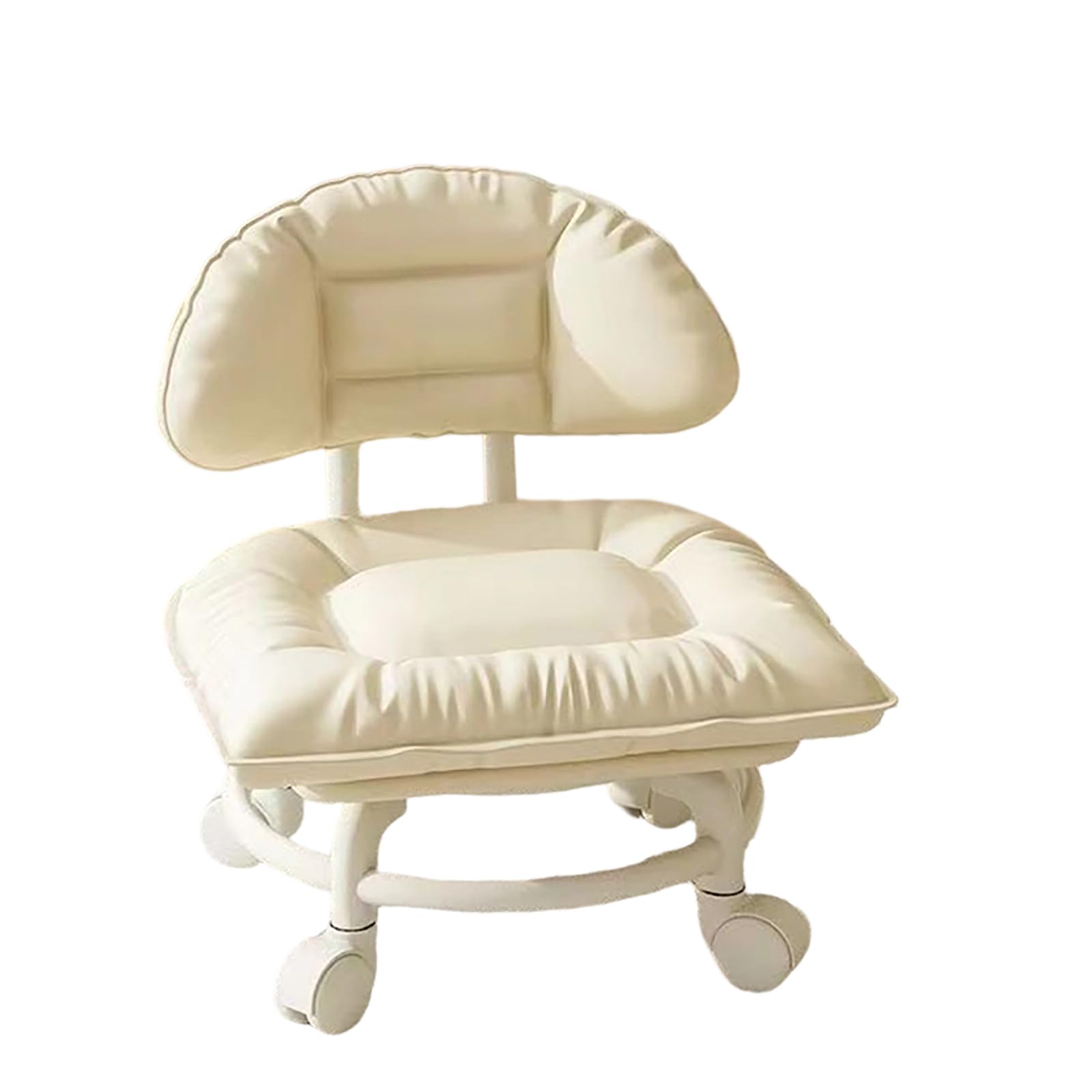 Rolling Low Stool with Backrest (beige)
