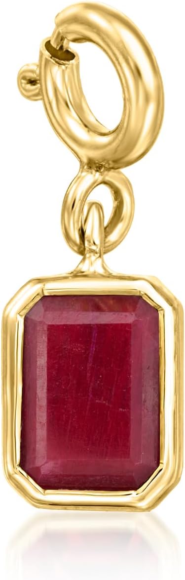 Ross-Simons July/Ruby - Emerald-Cut Birthstone Charm in 18kt Gold Over Sterling