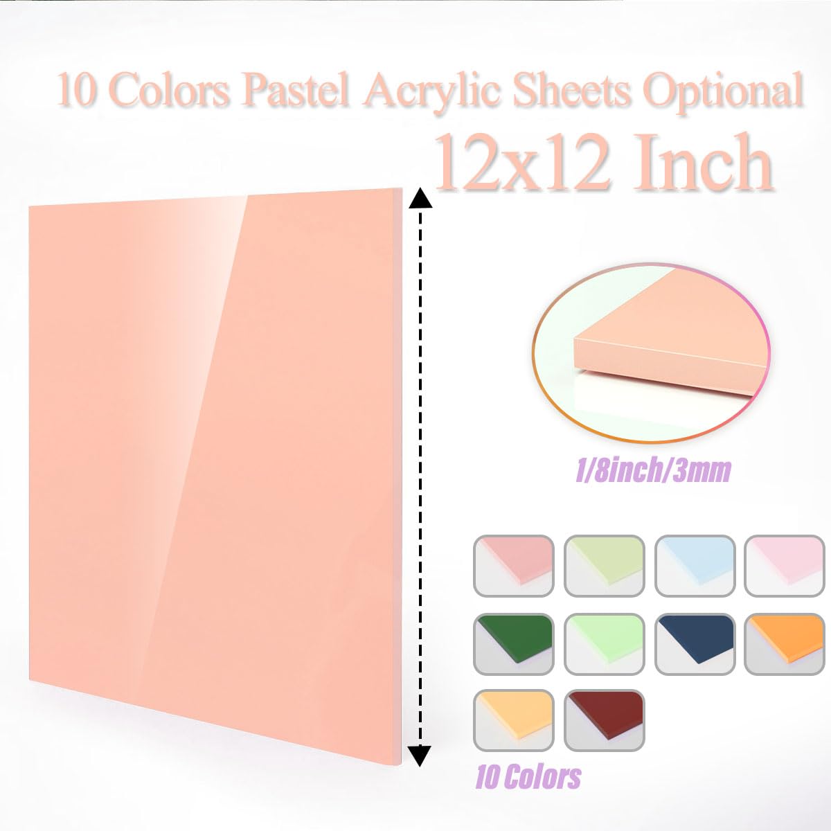 2 paneles de plexiglás de color verde pastel Nyanza de 12 x 12 pulgadas de grosor de 1/8 pulgadas de grosor, plexiglás esmerilado brillante de una cara para artículos de bricolaje