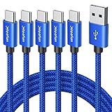 USB Type C ケーブル【1M 5本】CLEEFUN タイプｃケーブル 急速充電 QC3.0対応 USB A to USB C コード 高耐久 断線防止 ナイロン iPhone15 iPhone15 Pro、Xperia、Galaxy S10 S9 A20 A21 A22、Switch などのType-C機器対応