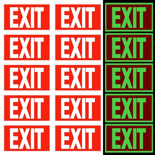 AOZUO 15 Pcs EXIT Sign - Glow In The Dark Exit Signs for Business 12x7 Waterproof Photoluminescent Emergency Exits Signs Stickers with Adhesive Backing for Indoor & Outdoor Office Warehouse