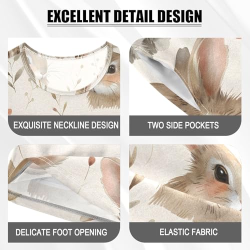 ALAZA Lovely Rabbit Watercolor Leaves Pajamas Short Sleeve 2 Piece Sleepwear Top and Bottom Pajama Set Unisex4