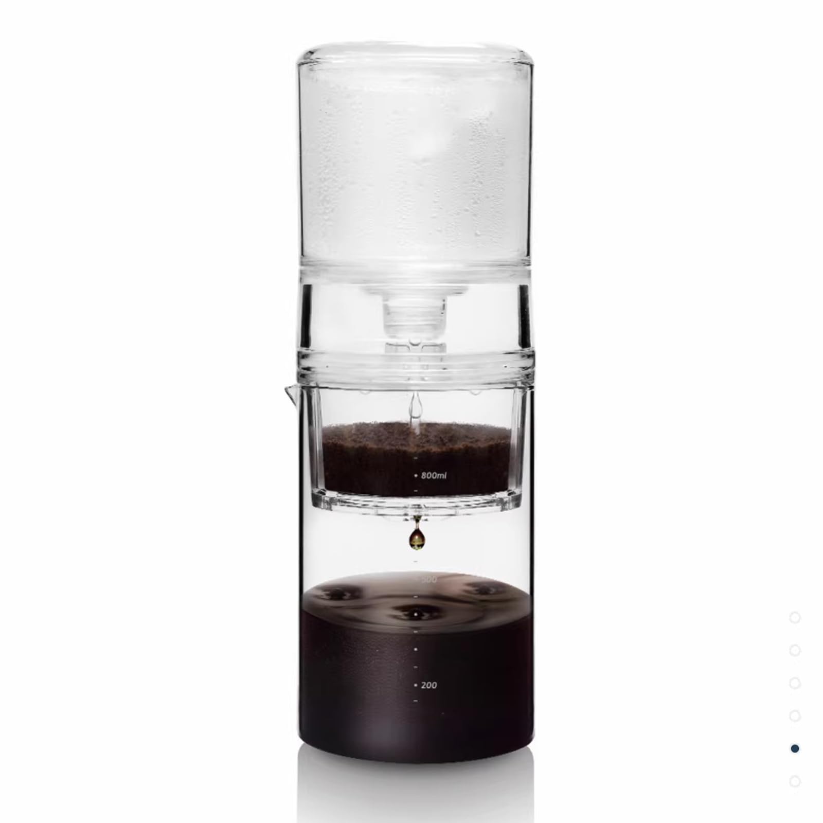 Caffettiera Cold Brew, design a goccia di ghiaccio, flusso d'acqua regolabile, caraffa in vetro da 600 ml, prepara 2-4 tazze di caffè o tè