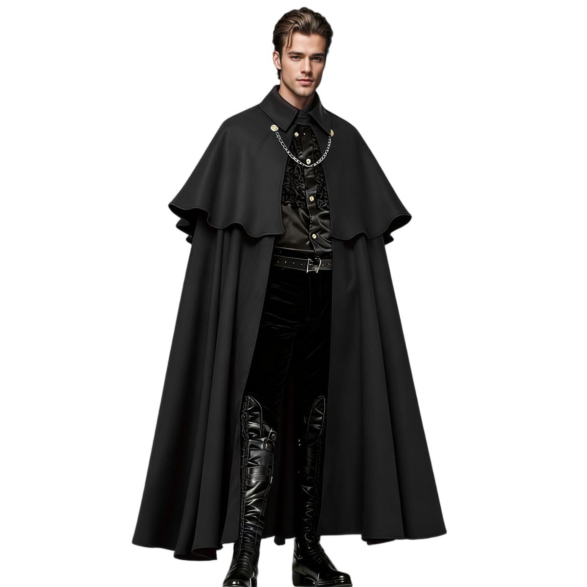 BPURB Mittelalterlicher Renaissance-Ritterumhang für Herren, Steampunk-Kostüm, Unisex, Halloween, Cosplay, Gothic, Party, Umhang