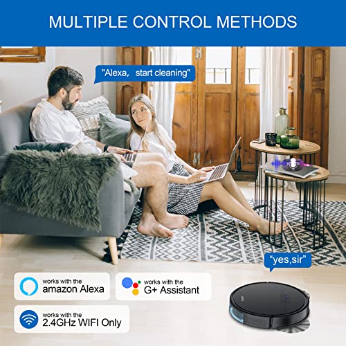 aonus Robot aspirapolvere con funzione di pulizia S8, aspirapolvere robot 3000 Pa, WiFi/App/Alexa, durata 120 minuti, zona di blocco, ideale per peli di animali domestici, pavimenti duri