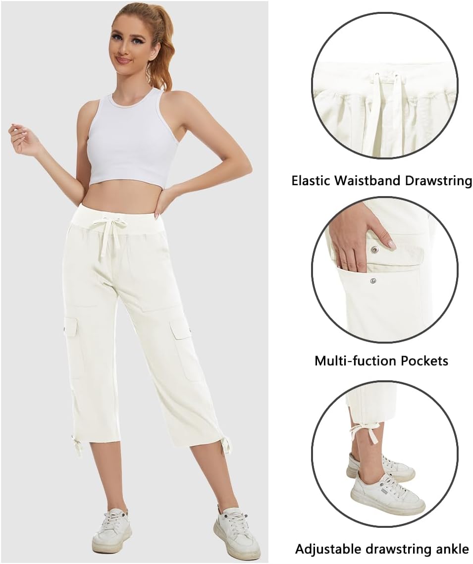 YuKaiChen Women's Capris Hiking Summer Pants Outdoor Athletic Casual with Pockets - Image 4