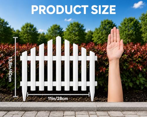 Image of TASMAX Plastic Fence for Garden Edging Border Fencing for Garden Fence Outdoor Resistant PVC Garden Fence Decorative - Flower Bed Fencing for Pathway, Yard, Lawn Waterproof (Pack 8)