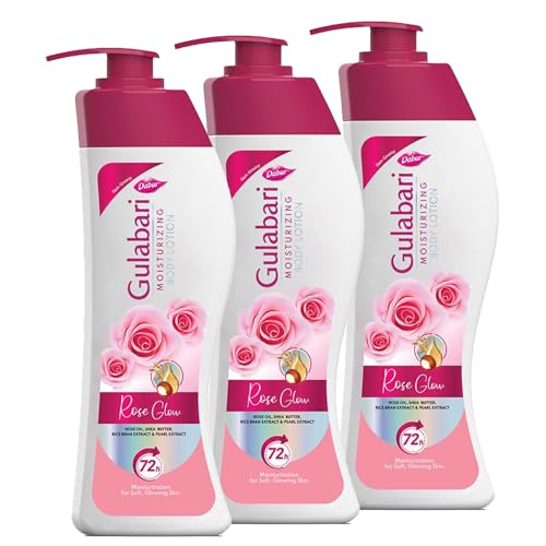Image of Dabur Gulabari Moisturizing Body Lotion - 1230ml (Pack of 3 x 410ml) | For Dry & Dull Skin | Made with 100% Organic Rose Oil | Dermatologically Tested & Paraben Free