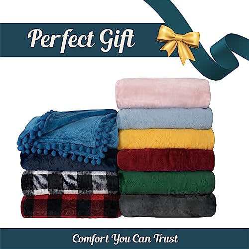 PAVILIA Black Throw Blanket Pom Pom for Couch Bed Sofa, Fleece Soft Fuzzy Cozy Lightweight Pompom Fringe Blanket, Decorative Boho Room Home Decor Gift Flannel Velvet Throw, Dark Solid Black, 50x60 - Cosy Home Interiors PAVILIA Black Throw Blanket Pom Pom for Couch Bed Sofa, Fleece Soft Fuzzy Cozy Lightweight Pompom Fringe Blanket, Decorative Boho Room Home Decor Gift Flannel Velvet Throw, Dark Solid Black, 50x60 - Image 8