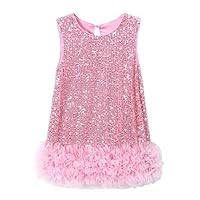 Miipat Toddler Girls Dress Sequin Girl Dresses Elegant Princess Kids Dress for Birthday Party Wedding（Lightpink 130 5-6 Years