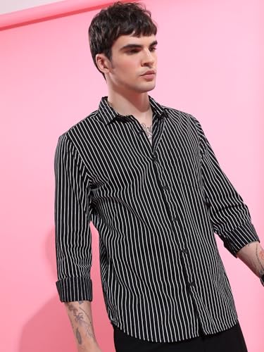 Image of Highlander Men's Slim Fit Striped Shirt | Full Sleeves | Everyday Wear Stylish Shirt for Men