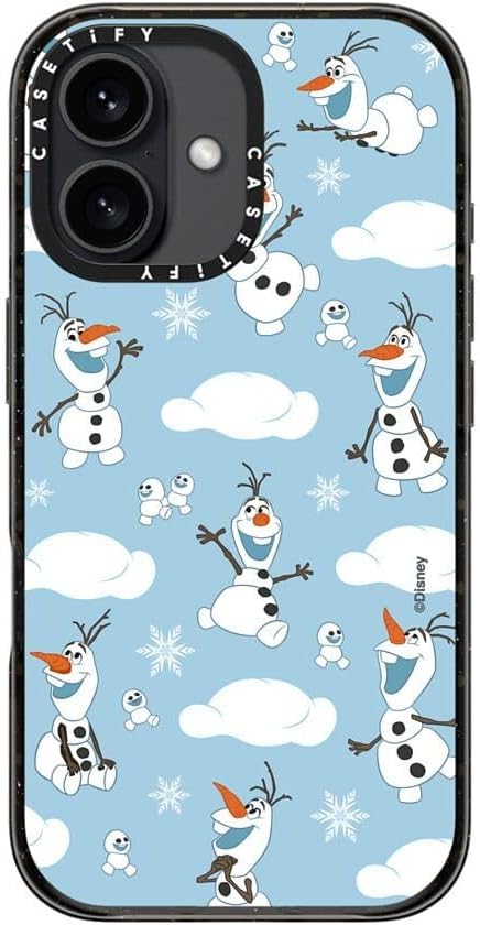 CASETiFY Impact iPhone 16 Case [Frozen Co-Lab / 8.2ft Drop Protection/Magsafe] - Olaf Medley - Clear Black
