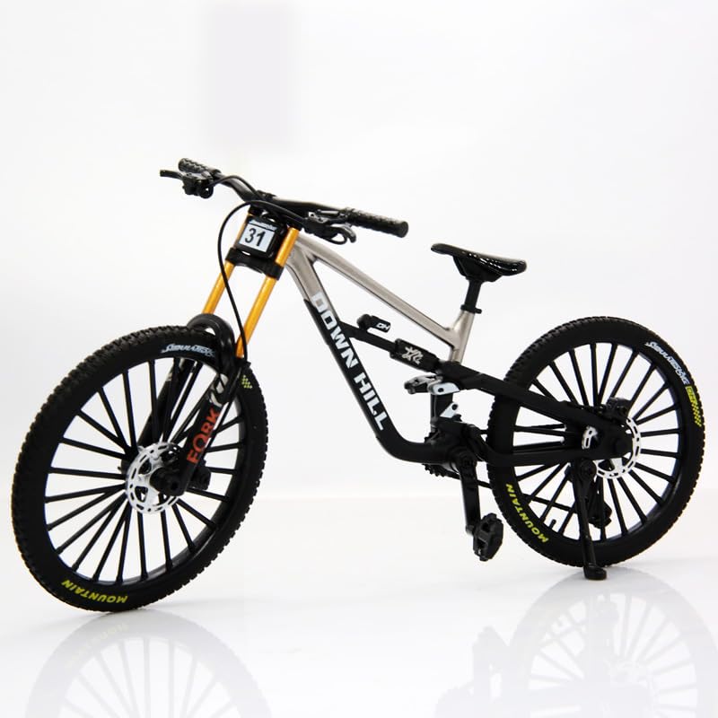Mini Finger Bikes, Miniature Mountain Bike Model, Bicycle Toys Ornament, Miniature Bike Toys, Mini Bicycle Ornament, Racing Bike Toy for Kids Adults Home Office Tabletop Decor (silvery-31)