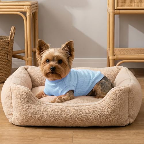Image of 3 Pack Dog Shirt for Small Supplies Functional Waffle Dog Clothes Warm Soft Sweatshirt Outfit for Dogs Cats Pet Apparel