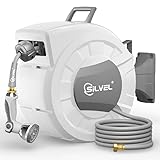 SILVEL Retractable Garden Hose Reel,1/2 in x 75ft Wall...