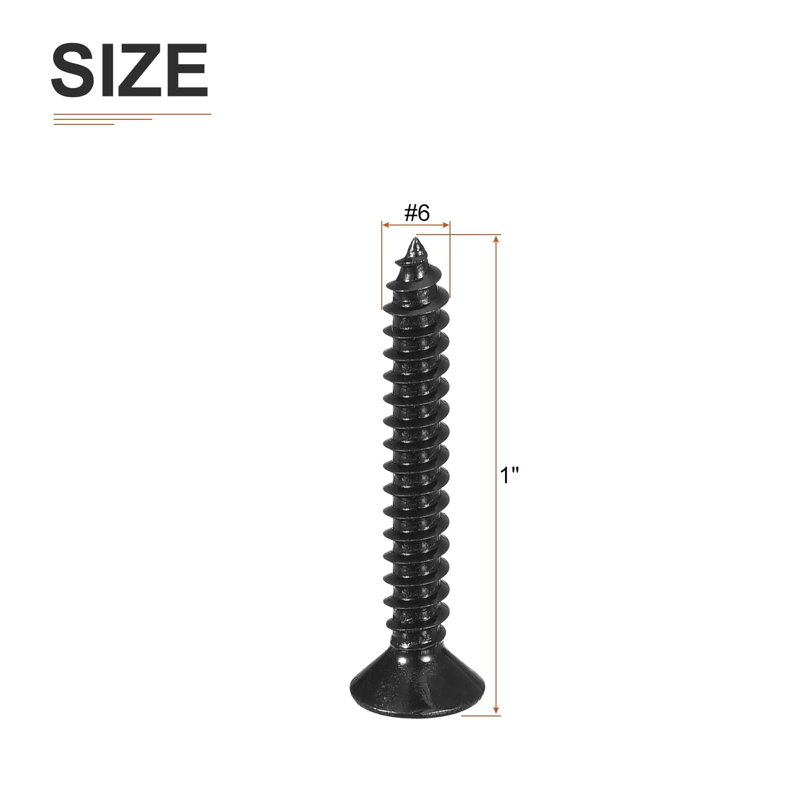 DTGN 100Pcs #6x1" Flat Head Wood Screws, Carbon Steel Phillips Self Tapping Screws - Good for Woodworking Furniture - Black - Image 2